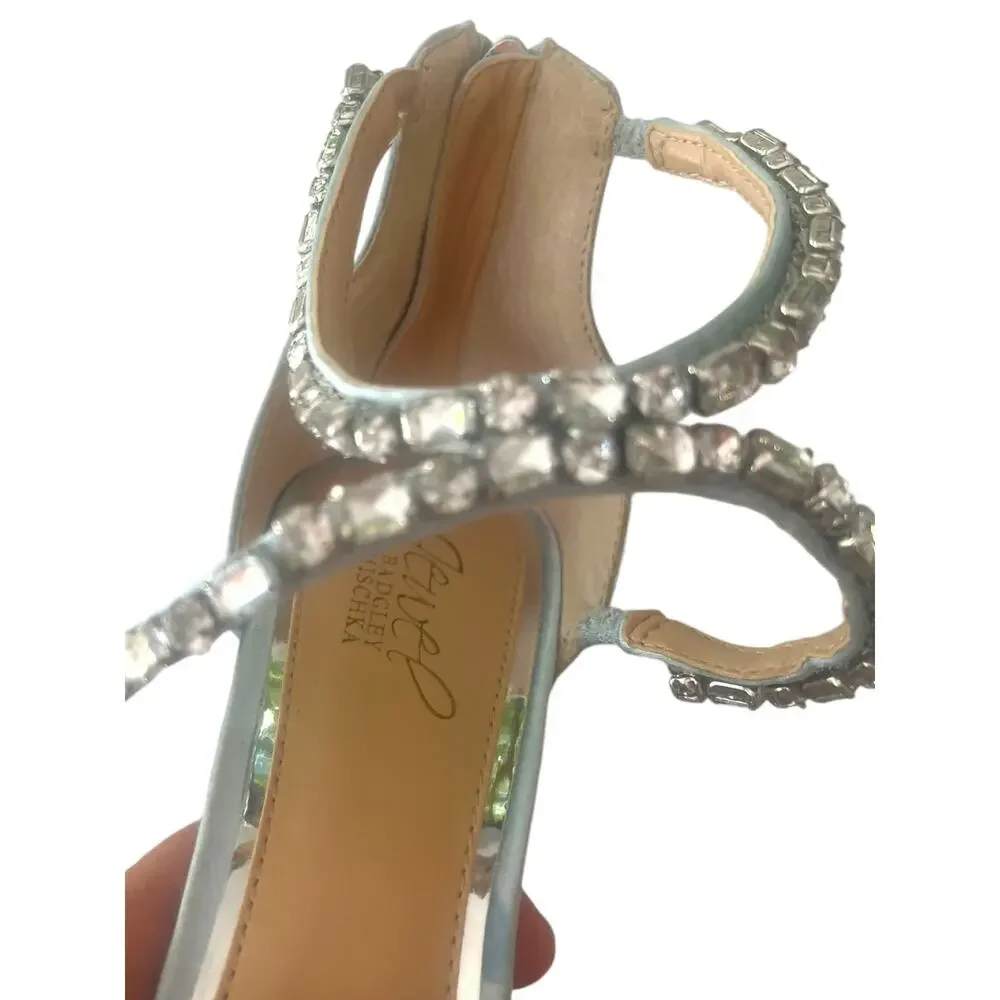 Jewel Badgley Mischka Women's Celine Heeled Sandal, Sky Blue | sz 9 *New w/ Flaw - Picture 10 of 16